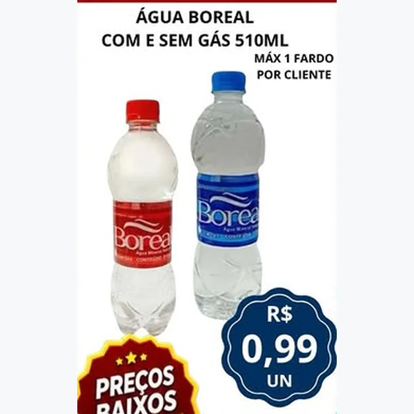 Recorte do encarte de Água Mineral com Gás Boreal 510 ml