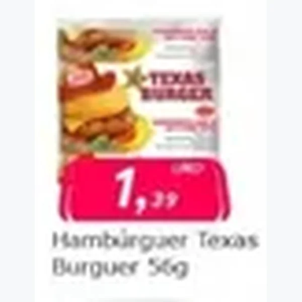 Recorte do encarte de Hambúrguer Texas Burguer 56 g