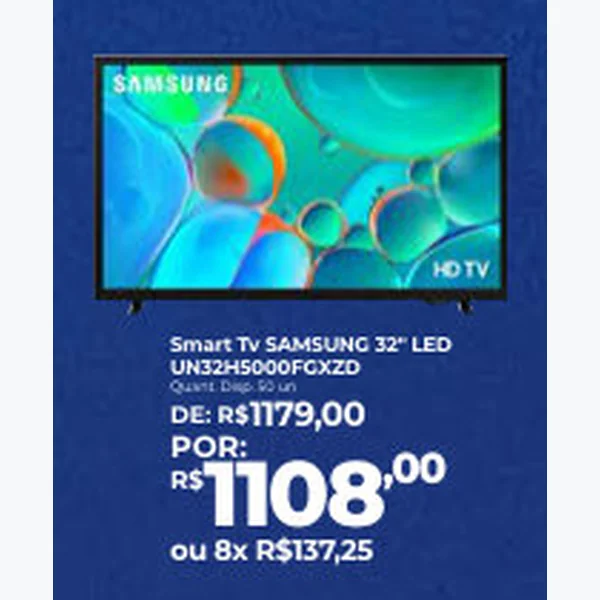 Recorte do encarte de Smart Tv Led SAMSUNG 32 un