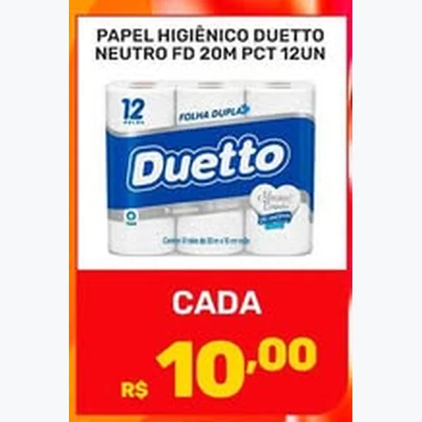 Papel Higiênico Neutro Duetto 12 un × 20 un