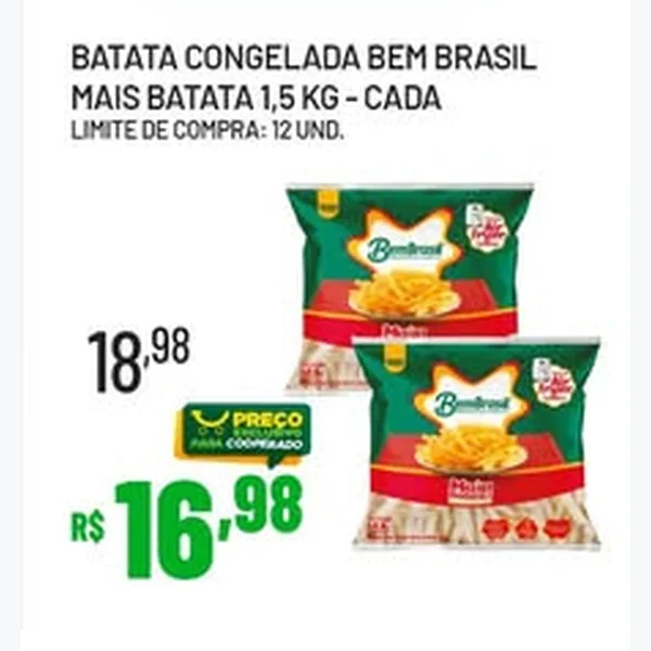 Recorte do encarte de Batata Congelada Bem Brasil 1,5 kg