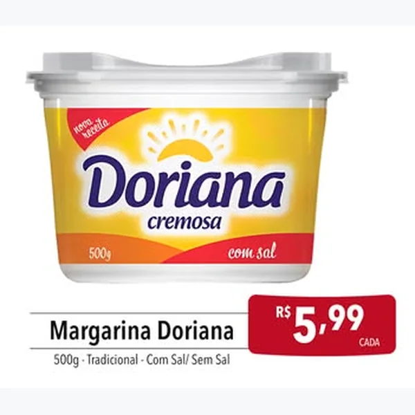Recorte do encarte de Margarina Cremosa com Sal Doriana 500 g