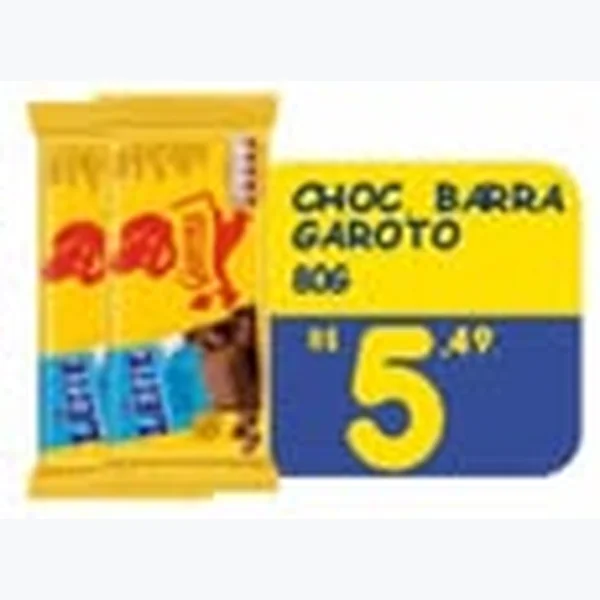 Recorte do encarte de Chocolate em Barra Garoto 80 g