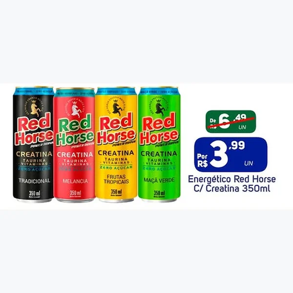Recorte do encarte de Energético C/ Creatina Red Horse 350 ml