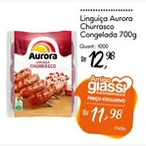 Recorte do encarte de Linguiça Churrasco Congelada Aurora 700 g