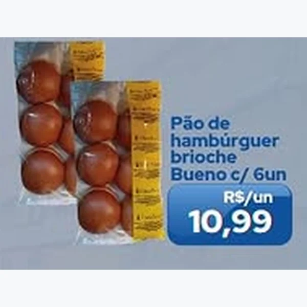 Recorte do encarte de Pão de Hambúrguer Brioche Bueno 6 un