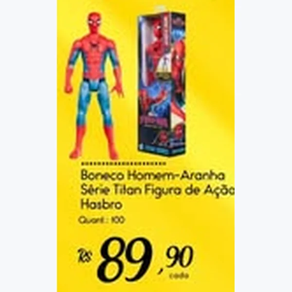 Recorte do encarte de Boneco Homem-aranha Série Titan Hasbro