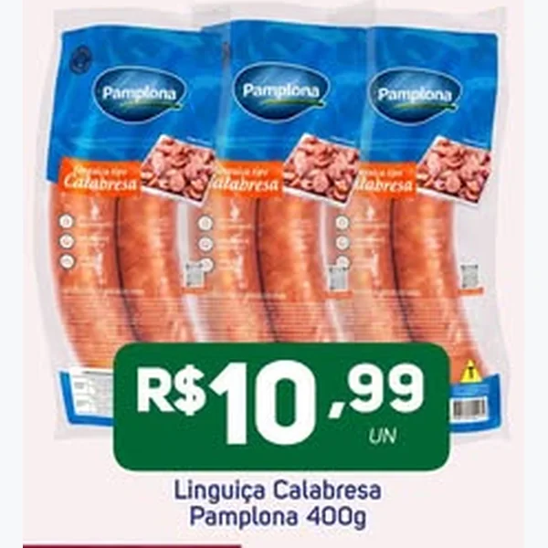 Recorte do encarte de Linguica Calabresa Pamplona 400 g