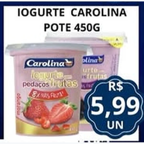 Recorte do encarte de Iogurte Carolina 450 g