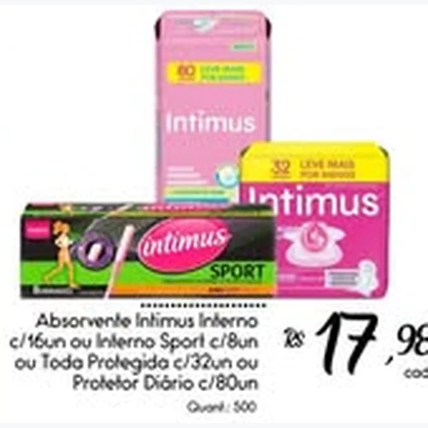 Recorte do encarte de Absorvente Interno Intimus 16 un