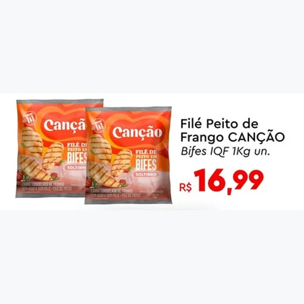 Filé de Peito em Bifes Iqf Canção 1 kg