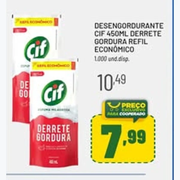 Recorte do encarte de Desengordurante Derrete Gordura Refil Econômico Cif 450 ml