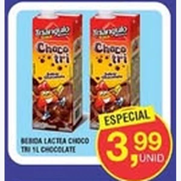 Recorte do encarte de Bebida Láctea Chocolate Triângulo 1 L