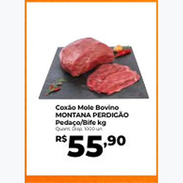 Recorte do encarte de Coxão Mole Bovino Pedaço/bife MONTANA PERDIGÃO