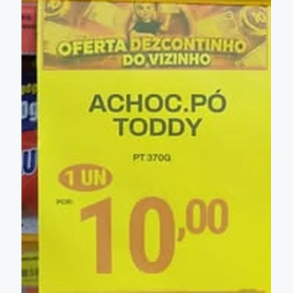 Recorte do encarte de Achocolatado em Pó Toddy 370 g
