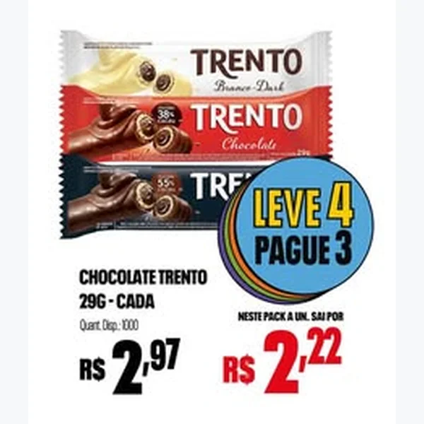Recorte do encarte de Chocolate Trento 29 g