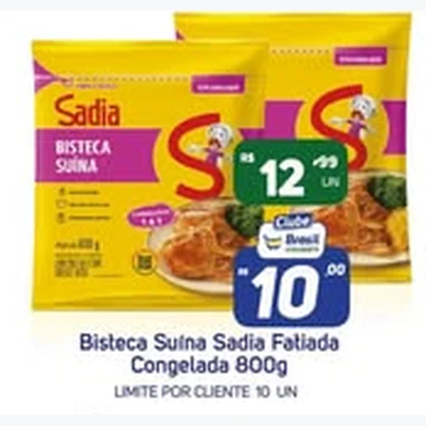 Recorte do encarte de Bisteca Suína Fatiada Congelada Sadia 800 g