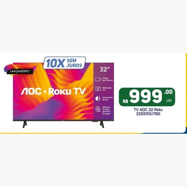 Recorte do encarte de Tv 32 Roku AOC