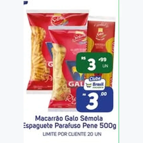 Recorte do encarte de Macarrão Sêmola Espaguete Galo 500 g