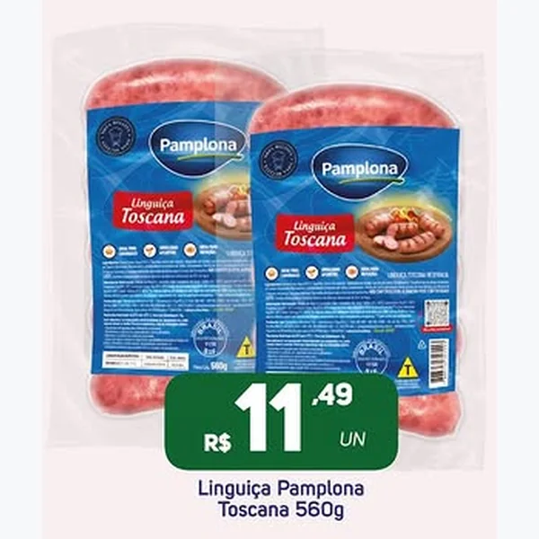 Recorte do encarte de Linguiça Toscana Pamplona 560 g