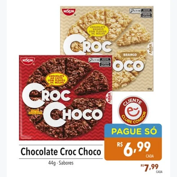 Recorte do encarte de Chocolate Croc Choco Nissin 44 g