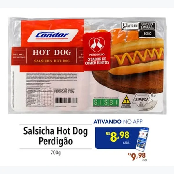 Recorte do encarte de Salsicha Hot Dog Perdigão 700 g