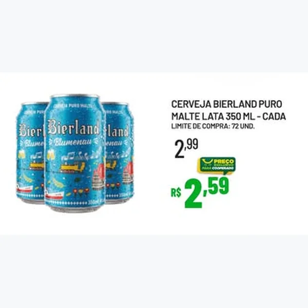 Recorte do encarte de Cerveja Puro Malte Lata Bierland 350 ml