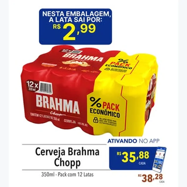 Recorte do encarte de Cerveja Chopp Brahma 12 un × 350 ml