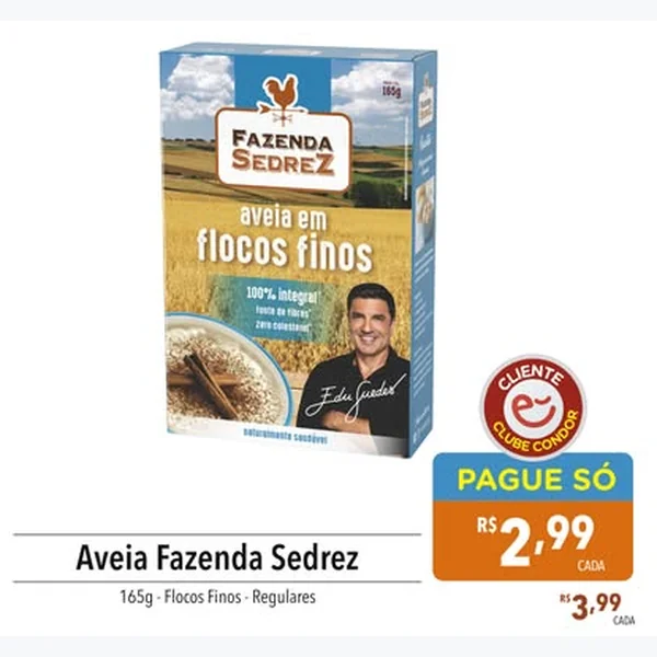 Recorte do encarte de Aveia em Flocos Finos Fazenda Sedrez 165 g