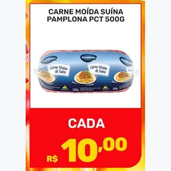 Recorte do encarte de Carne Moída Suína Pamplona 500 g