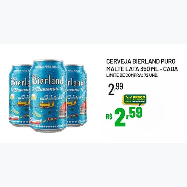 Recorte do encarte de Cerveja Puro Malte Bierland 350 ml