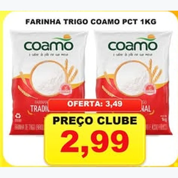 Recorte do encarte de Farinha de Trigo Tradicional Coamo 1 kg