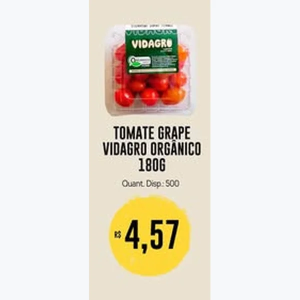 Tomate Grape Orgânico Vidagro 180 g