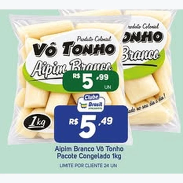Aipim Branco Congelado Vô Tonho 1 kg