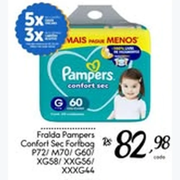 Fralda Confort Sec Pampers 60 un