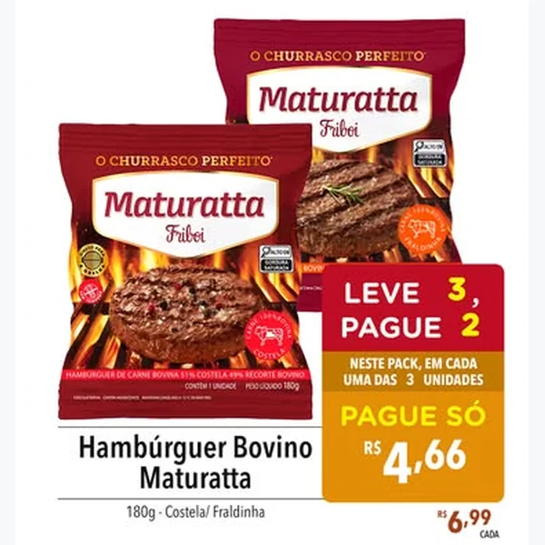 Hambúrguer Bovino Fraldinha Maturatta 180 g