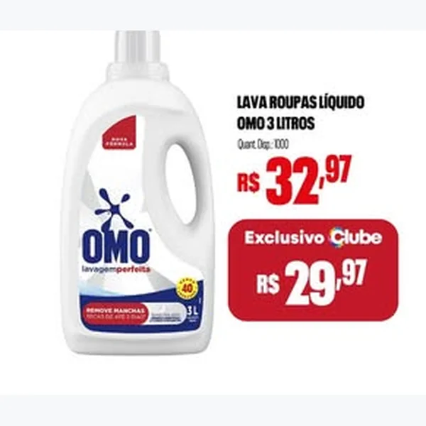 Lava Roupas Líquido Omo 3 L