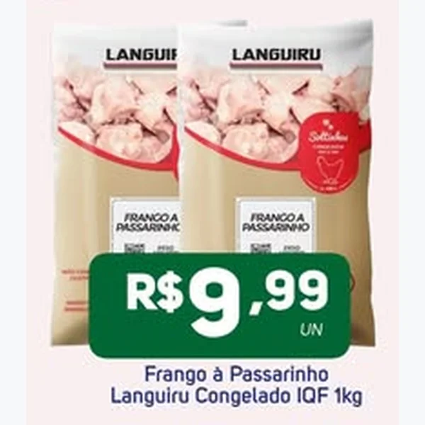 Recorte do encarte de Frango a Passarinho Congelado Iqf Languiru 1 kg