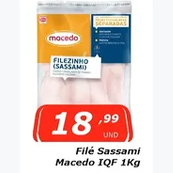 Recorte do encarte de Filé Sassami Iqf Macedo 1 kg
