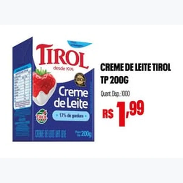 Recorte do encarte de Creme de Leite Tirol 200 g