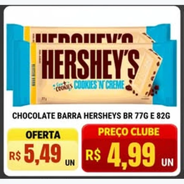 Recorte do encarte de Chocolate Barra Hershey's 80 g