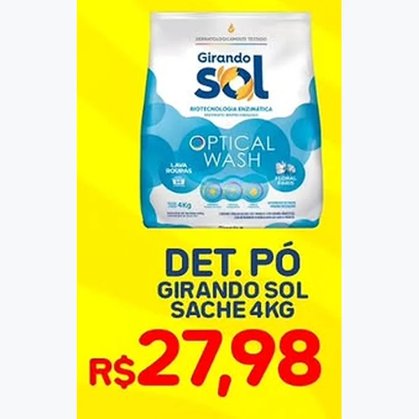 Recorte do encarte de Detergente em Pó Optical Wash Girando Sol 4 kg