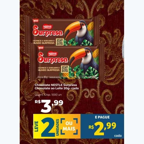 Recorte do encarte de Chocolate ao Leite Nestlé Surpresa 20 g