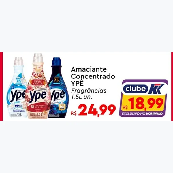 Recorte do encarte de Amaciante Concentrado YPÊ 1,5 L