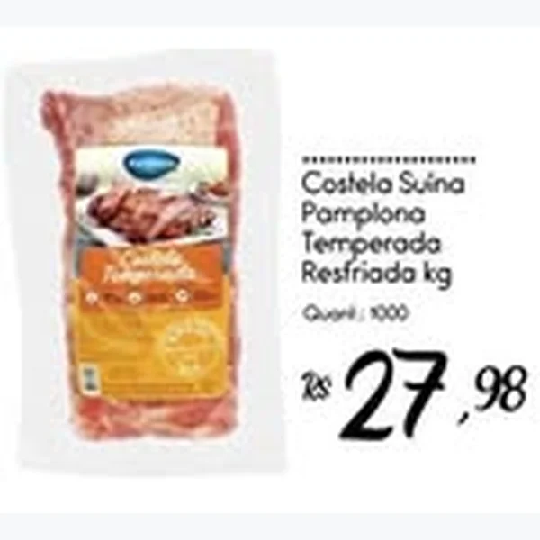 Recorte do encarte de Costela Suína Pamplona Temperada Resfriada