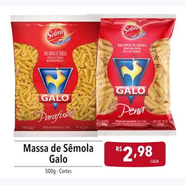 Recorte do encarte de Massa de Sêmola Parafuso Galo 500 g