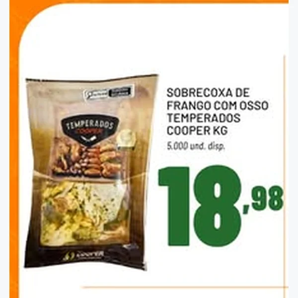 Recorte do encarte de Sobrecoxa de Frango com Osso Temperados Cooper