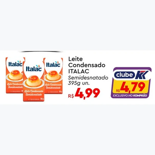 Recorte do encarte de Leite Condensado Semidesnatado Italac 395 g
