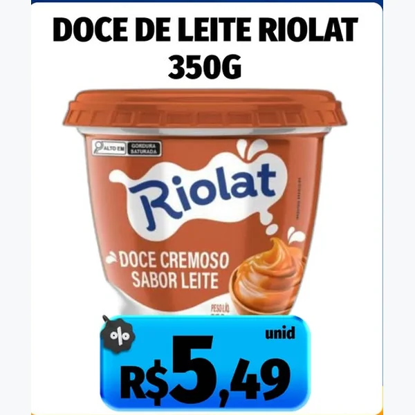 Recorte do encarte de Doce Cremoso Sabor Leite Riolat 350 g