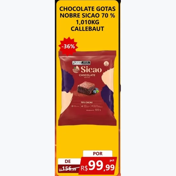 Chocolate em Pó 70% Cacau Sicao 1,01 kg